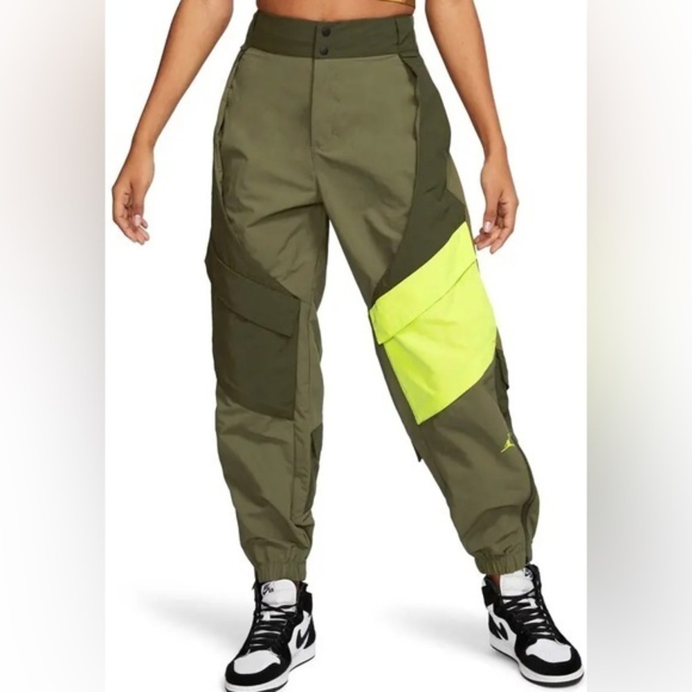 Nike Jordan Nylon Utility Track Cargo Pants Joggers Olive Green Cyberpunk XS